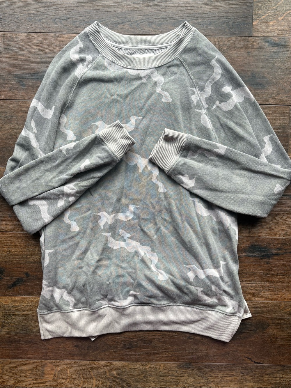 American Eagle Outfitters Gray Camouflage Crewneck Sweater